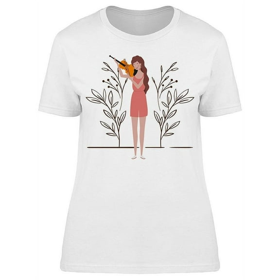 Young Woman Playing Violin Trees Tee Women's -Image by Shutterstock