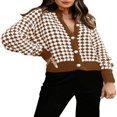 thumbnail image 1 of Cardigan Sweaters for Women Plaid Lightweight Cardigan V Neck Button Down Cardigan Long Sleeve Cable Knit Oversized Sweaters Tops, 1 of 7