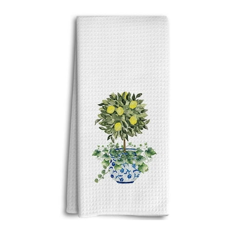 

Dwept Lemon Tree Chinoiserie Decor Blue and White Kitchen Towels Decor Preppy Chinoiserie Hand Towels Watercolor Green Trees Chinoiserie Bathroom Kitchen Decor Vintage Plant Dish Towels C43