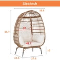 thumbnail image 2 of CL.HPAHKL Oversized Egg Chair with Stand Outdoor Indoor Wicker Egg Chair with Cushion Basket Lounge Chair Reading Chair for Patio, Garden, Backyard, Porch, White, 2 of 6