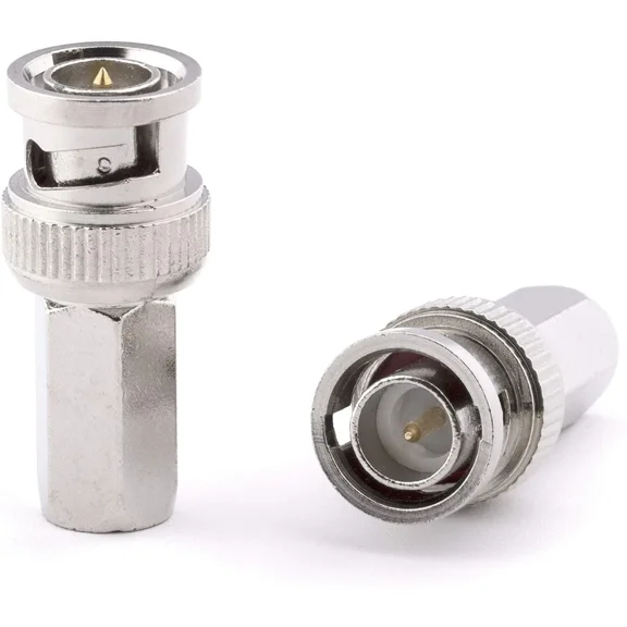 OPAL- Rg59 Bnc Connectors - Twist-On Male Coaxial Adapters For Cctv Camera - 10 Pack