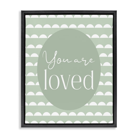 Stupell Industries Contemporary You Are Loved Light Green Black Floating Frame Canvas Art, 17 x 21, by Christine Simpson Art