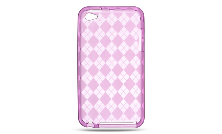 APPLE iPod Touch 5 CANDY SKIN TPU GEL COVER CASE ACCESSORY PURPLE CHECKERS 