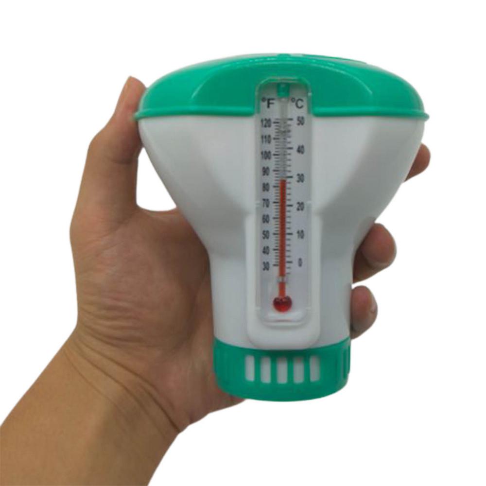 Famure Pool Chlorine Floater 2 in 1 Floating Chlorine Dispenser with Thermometer Chemicals