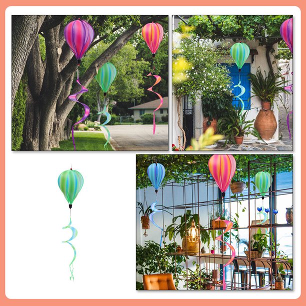Roue à Vent Jardin Lot De 2 Moulins à Vent En Montgolfière Arc-en-ciel, Décoration Extérieure Rotative 3D, En Fibre Polyester Roue à Vent Jardin Lot De 2 Moulins à Vent En Montgolfière Arc-en-ciel, Décoration Extérieure Rotative 3D, En Fibre Polyester
