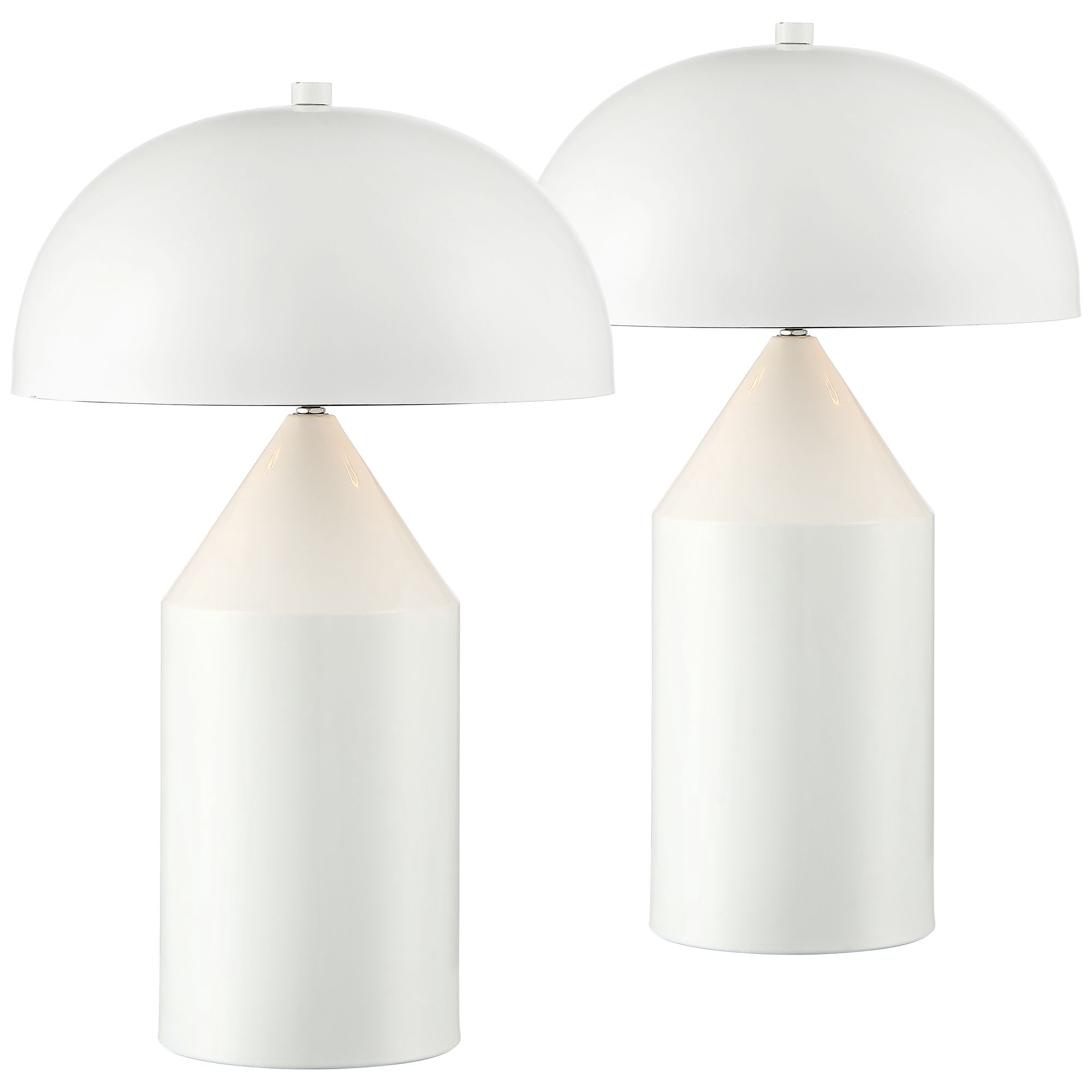 360 Lighting Felix Modern Accent Table Lamps 19" High Set of 2 White Metal Mushroom Dome Shade for Bedroom Living Room Bedside Nightstand Office Kids
