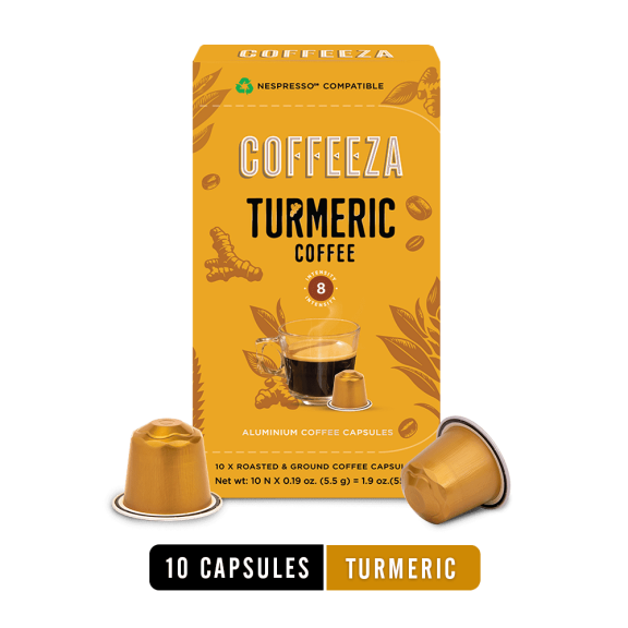 Coffeeza Turmeric Coffee Pods, Nespresso Compatible, 10 Capsules