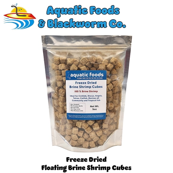 5oz. Freeze Dried Brine Shrimp Cubes, 100% Brine Shrimp for All Tropical Fish, Marine Fish, Land & Aquatic Turtles. Aquatic Foods Premium Freeze Dried Tropical Fish Foods. 5oz Bag