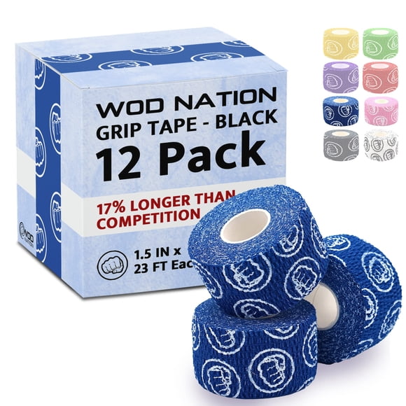 Cinta atlética para hook grip de halterofilia WOD Nation, paquete de 12, azul