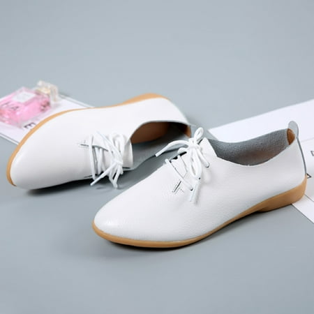 Sexlip Fashion Women s Breathable Lace-Up Flats  Casual Round Toe Shoes  Comfortable and Stylish for Daily Wear White 39