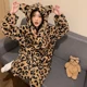 thumbnail image 2 of Pijama de oso de dibujos animados para mujer, ropa de dormir para adultos, bata de noche gruesa, terciopelo Coral, leopardo, suave y cálida, nuevo estilo, Invierno, 2 of 5