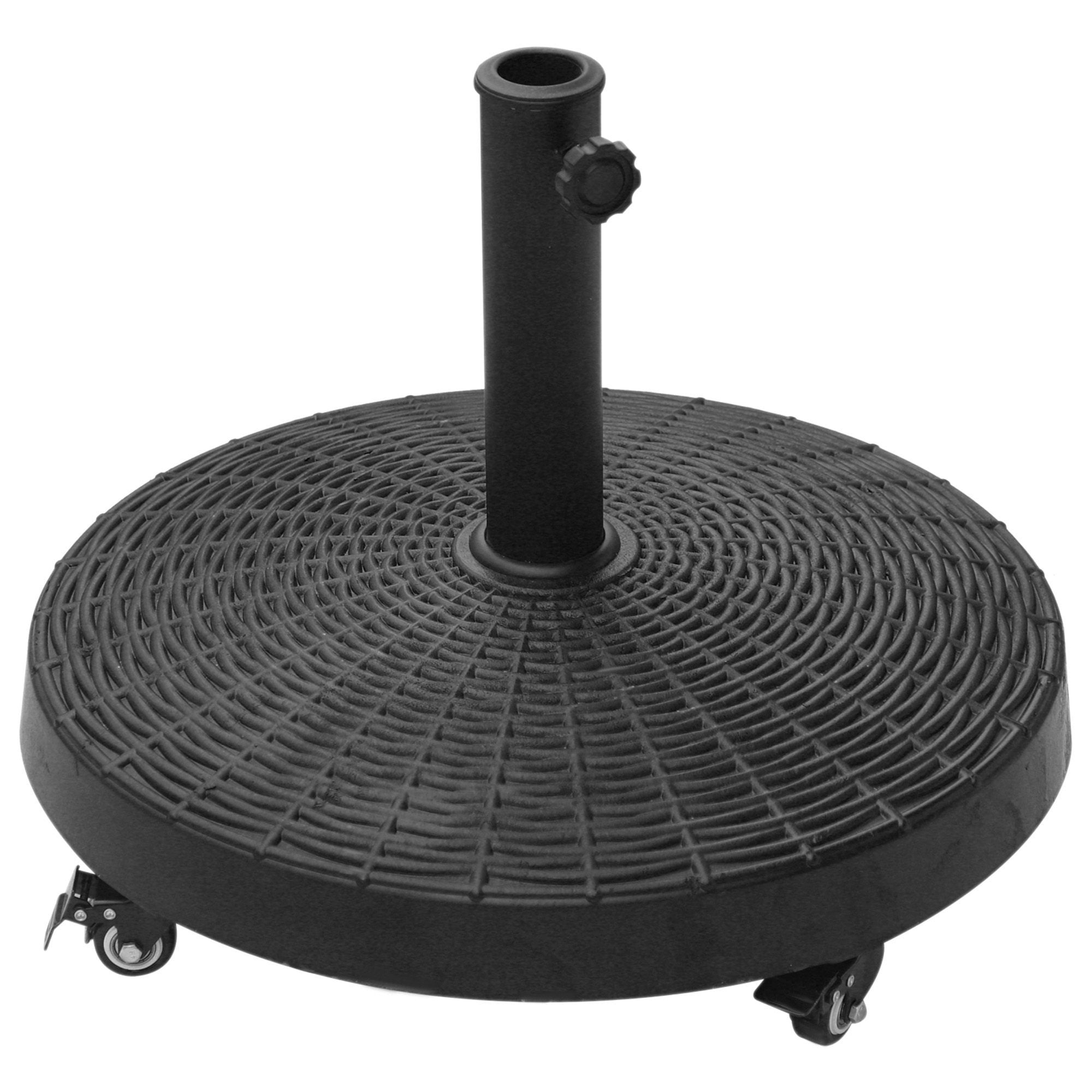Dranite Heavy Duty Umbrella Stand, 50 lbs Patio Market Base for 1.5" or 2" Poles, Outdoor Deck Stand, Black