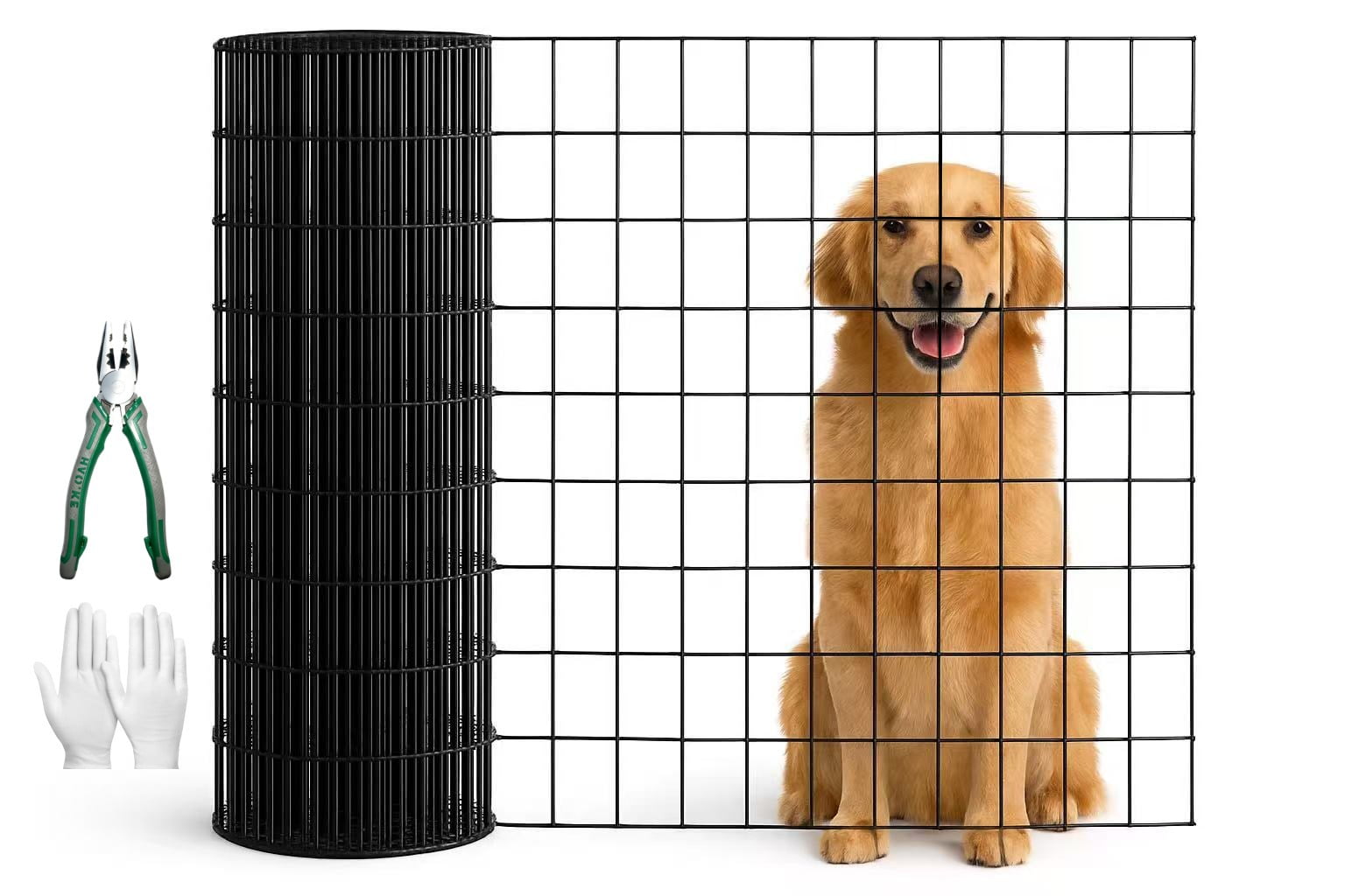 Metal Mesh with Black Vinyl Coating 36x50 FT, 16 Gauge Welded Wire Fencing and Poultry Cage Protective Fence for Garden Yard, Black