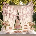 thumbnail image 4 of Feledorashia Bow Ribbon Garland, Party Bunting Decoration, Streamer for Wedding Birthday Shower Anniversary Wall Backdrop Table and Decor, Preassembled Fabric Bows with Continuous Cord and Shape, 4 of 6
