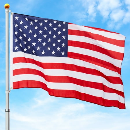 Best Choice Products 25ft Telescopic Aluminum Flagpole w/ American Flag and Gold Ball - (Best Material For Outdoor Flags)
