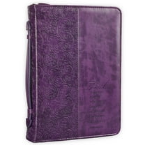 Christian Art Gifts Purple Faux Leather Bible Cover for Women  Faith Purple Paisley- Hebrews 11:1  Zippered Case for Bible or Book w/Handle, Extra Large