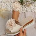 thumbnail image 2 of Sandals for Women Dressy, Summer Sandals for Women Bow Tie Sandals Slip On Espadrille Platform Sandals Women's Fashion Casual Summer Outer Wear Beach Sandals Wedge Heel Thick Bottom Slippers, 2 of 9