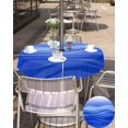 thumbnail image 5 of Outdoor Round Tablecloth with Umbrella Hole and Zipper, Blue Ombre Water Ripple Waterproof Table Cover Farmhouse Stripes Washable Patio Tablecloths for Party/Garden/Picnic, 60 inch, 5 of 6