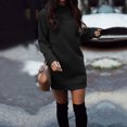 thumbnail image 2 of Women's Casual Dress Autumn Winter Fashionable Round Neck Long Sleeve Velvet Comfortable Stylish Elegant Flowy Loose Fit Daily Wear, 2 of 2