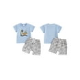 thumbnail image 2 of Baby Toddler Boy Duck Outfit 3 6 12 18 24 Months 2T 3T Animal Embroidery Short Sleeve T-Shirt Plaid Elastic Waist Shorts 2 Pcs Clothes Set, 2 of 9