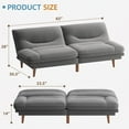 thumbnail image 5 of Homall Futon Sofa Bed with Adjustable Backrest & Five Angles Adjustable Armrests Sofa Couch for Small Spaces Living Room Office,Corduroy Gray, 5 of 7