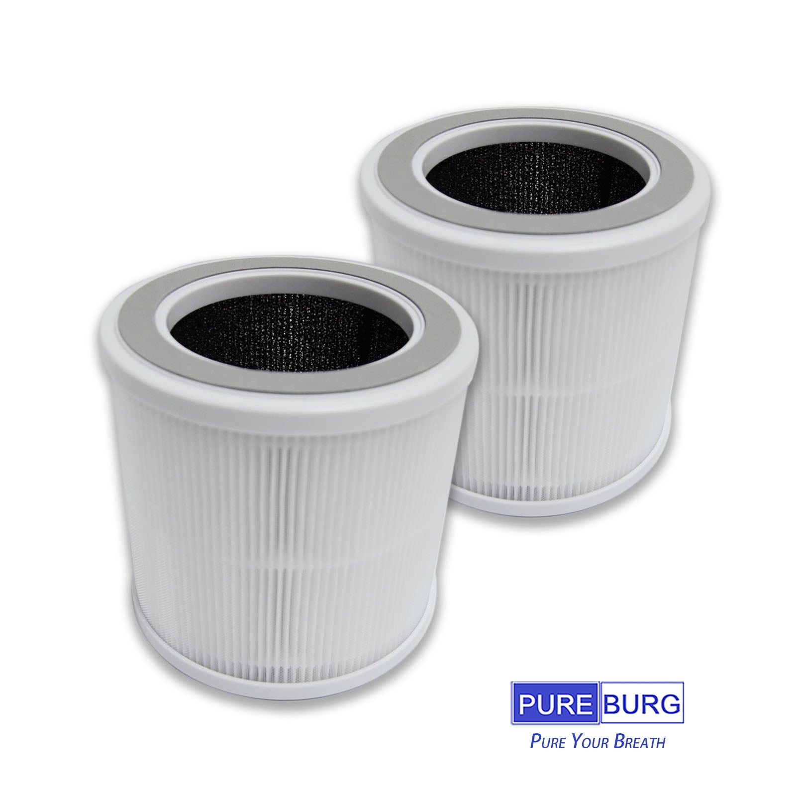 PUREBURG Replacement Filter Compatible with RENPHO R-HAU01 Air Purifier,2-Pack H13 HEPA Activated Carbon 2-in-1 3-Stage Filtration For Air Clean Dust VOCs Odor
