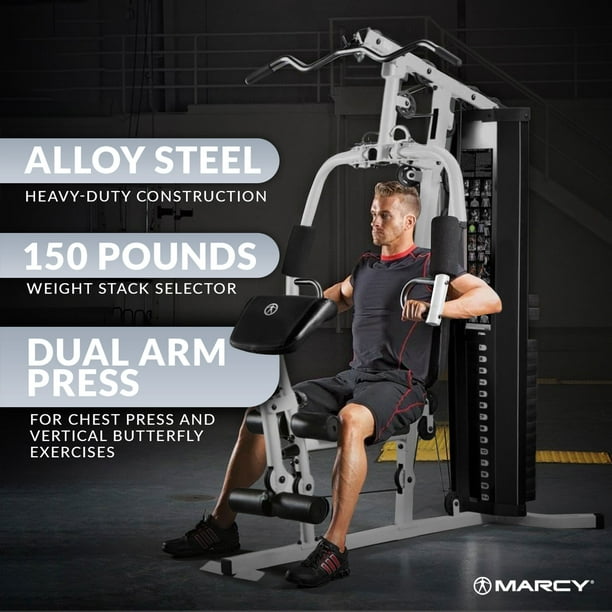 Marcy Multifunctional 150lb Weightlifting Home Gym with Leg Curl
