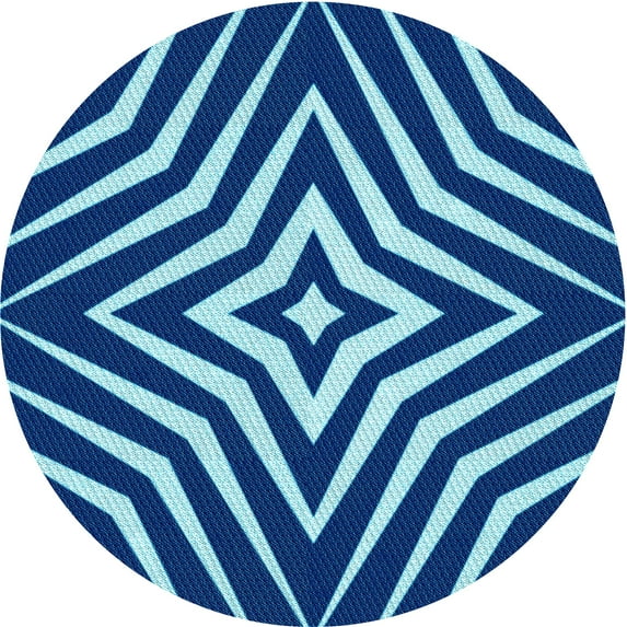 Ahgly Company Indoor Round Patterned Cobalt Blue Area Rugs, 8' Round