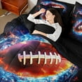 thumbnail image 4 of Castle Fairy Football Gamer Bedding Comforter Set 7-Piece for Adults Teenagers,Abstract Universe Galaxy King Bedding Sets,Sport Rugby Theme Ultra Soft Bed Sheets,Super Cozy Room Decor,Reversible, 4 of 8