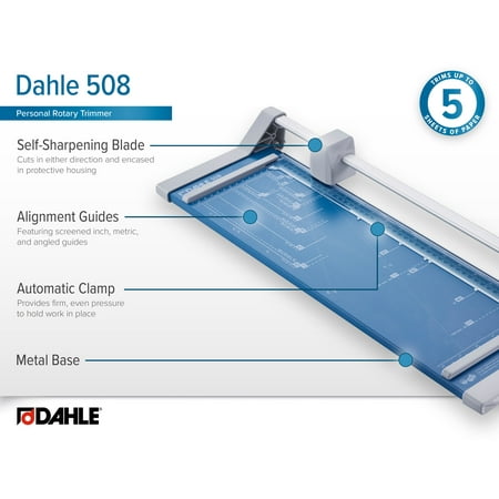 Dahle 508 Personal Rotary Trimmer, 18 Cut, 5 Sheet Max, Self-Sharpening, German Engineered Cutter
