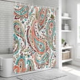 thumbnail image 6 of Paisley Flower Shower Curtain, Waterproof Shower Curtains for Bathroom, Spring Watercolor Floral Leaf Plant Orange Washable Fabric Bathtub Curtain Set Bath Decor with 12 Hooks Standard 72"x72", 6 of 8