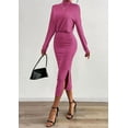thumbnail image 4 of PRETTYGARDEN Turtle Neck Dresses for Women Fall Knit Outfits Slit Elastic Waist Long Sleeve Bodycon Midi Sweater Dress, 4 of 9