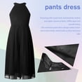 thumbnail image 6 of Yeahdor Kids Flower Girls Chiffon Halter Loose Romper Dress Casual Outfit Wedding Party Pageant Wide Leg Pants Jumpsuit Black 14, 6 of 7