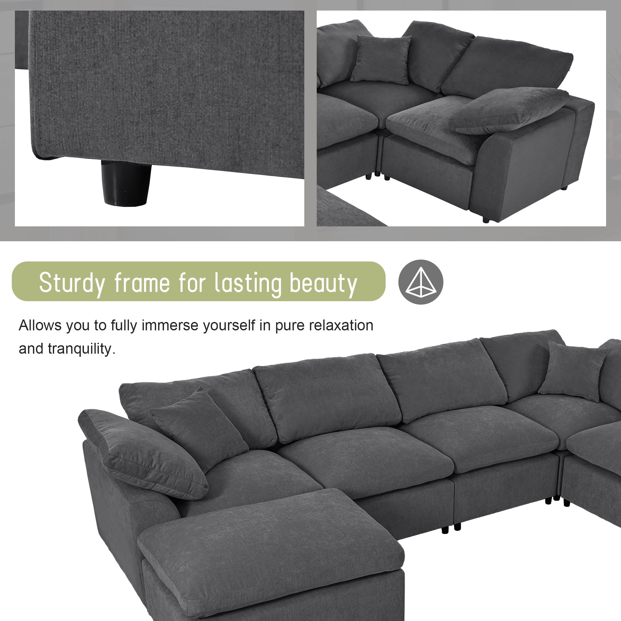 GNIXUU Modular Sectional Sofa Set for Living Room,Oversized