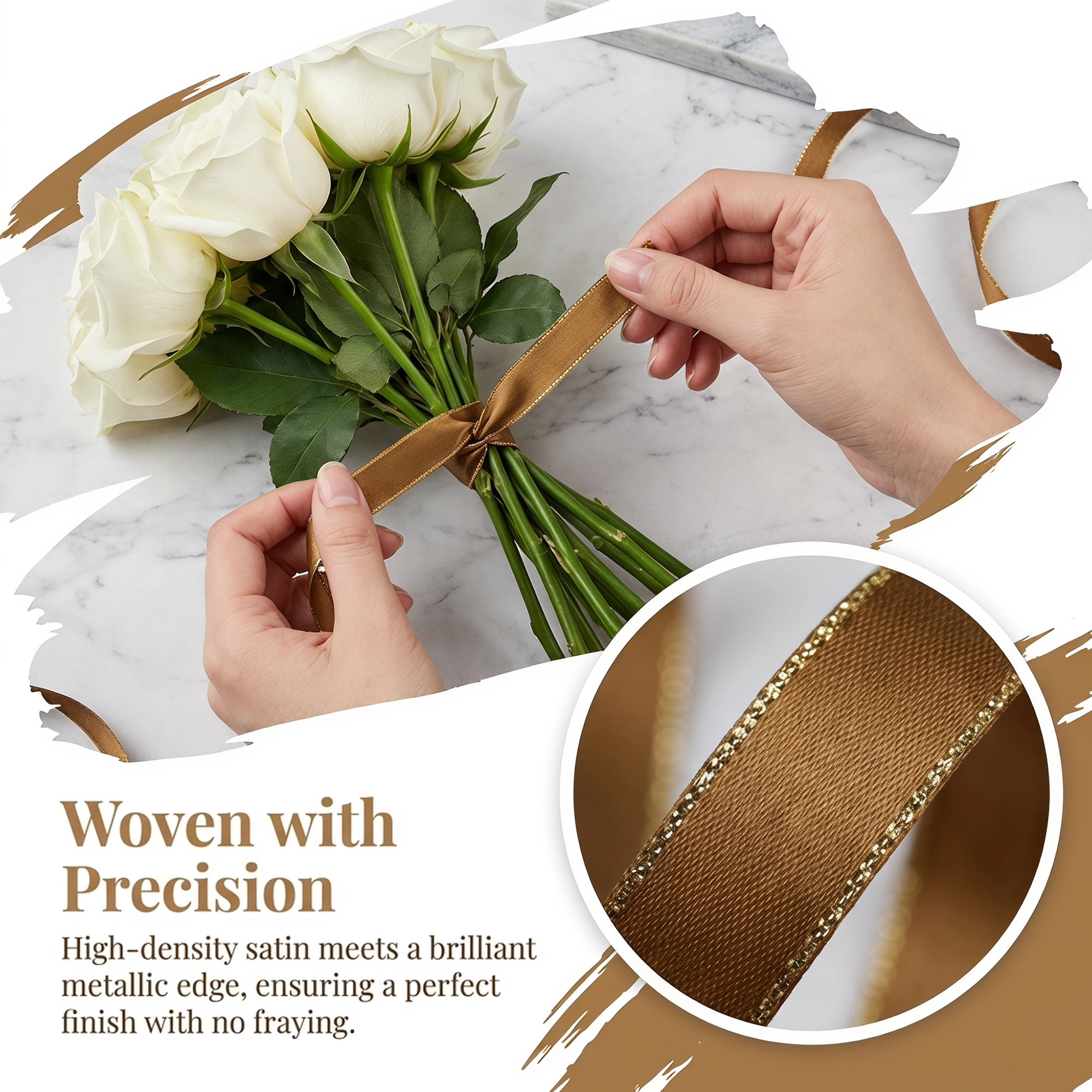 Unique Bargains Elegant Fabric Ribbon for Gift Wrapping and Crafting Projects Khaki