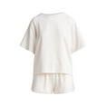 thumbnail image 5 of Joyspun Women's French Terry Short Sleeve Top and Shorts Pajama Set, 2-Piece, Sizes XS-3X, 5 of 6