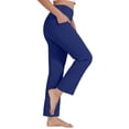thumbnail image 4 of YDKZYMD Yoga Pants for Women Capris High Waist Leggings with Pockets Wide Leg Exercise Workout Crop Straight Open Bottom Blue XL, 4 of 4
