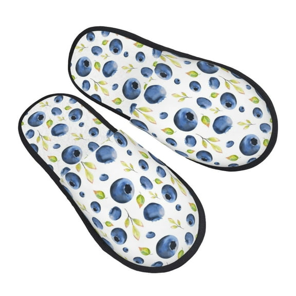 House Slippers for Women Men - leaf Blueberries pattern Lightweight House Shoes Fuzzy Slippers, Soft Slip-On Cozy House Slippers for Woman Indoor Outdoor