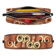 thumbnail image 2 of Pofeuu Brown Owl Print Leather Pencil Case, Leather Pencil Pouch Large Capacity, Big Pencil Pouch with Zipper Vintage Pen Bag Fountain Pen Holder, 2 of 7