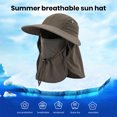 thumbnail image 4 of Visland Unisex Sun Hat with Face Front Cover Face Neck Protection Hollow Mesh Windproof Fixed Strap Anti-UV Foldable Sunscreen Breathable Ponytail Hole Outdoor Cap, 4 of 8