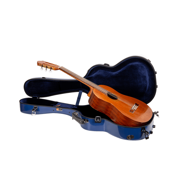 Crossrock Torres Classical Guitar Case, Fiberglass Hardshell with Accessory Compartment, Backpack Straps, TSA Lock-Navy blue