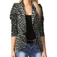 thumbnail image 2 of Yinreli Lady Blazer Leopard Print Turn-down Collar Single-breasted Slim Suit Coat for Work, 2 of 8