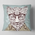thumbnail image 2 of Designart Hipster Leopard with Glasses - Animal Throw Pillow - 16x16, 2 of 5