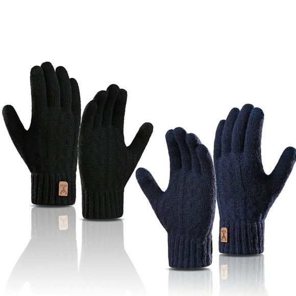 2 Pairs Knitted Warm Touch Screen Gloves, Thickened Velvet Winter Gloves Men, Cold Proof Alpaca Fleece Driving Gloves for men