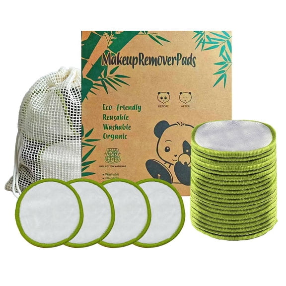 RAGUPEL 20 Pack Reusable Makeup Remover Pads - Bamboo Reusable Cotton Rounds for Toner, Washable Pads for All Skin Types with Cotton Bag