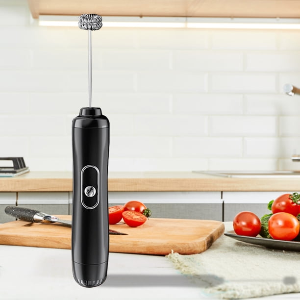 Batidor eléctrico 3 velocidades Espumador de leche eléctrico Mezclador Herramientas para hacer espuma (Negro)