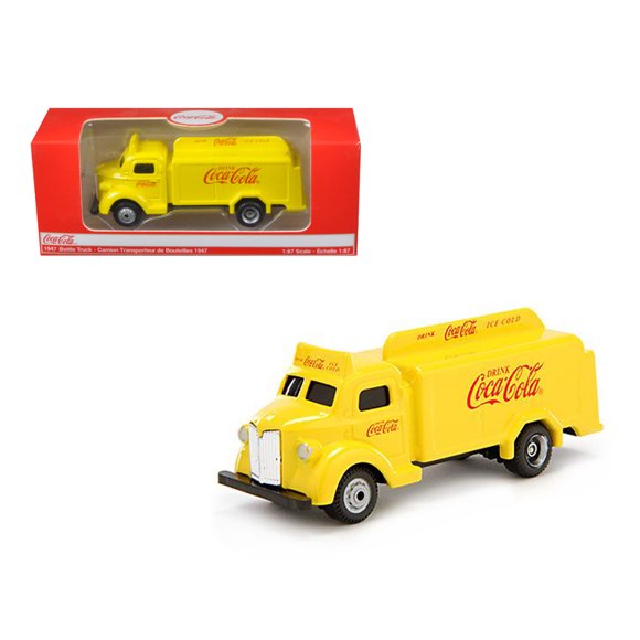 Camion-bouteille de Livraison Coca-Cola 1947 Jaune Modèle Moulé sous Pression 1/87 par Motorcity Classics