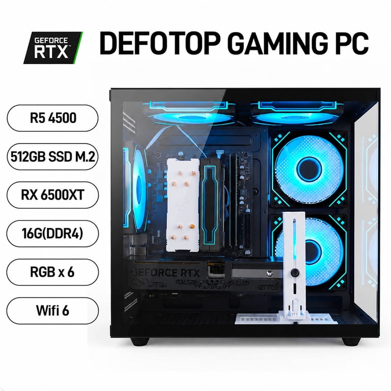 WIWB Gaming PC, Ryzen 5 5600, RX 6500 XT 4GB, 16GB DDR4, 1TB SSD
