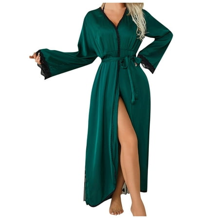 Yuhangmm Women s Fashion Home Sexy Pure Desire Mesh Pajamas Morning Robe Ice Silk Long Robe Robe Outer Robe plus Size Lingerie for Women