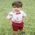 thumbnail image 1 of Bébé Garçons Messieurs Tenue Manches Courtes Chemise à Fleurs Rouge Short 2PCS, 1 of 5